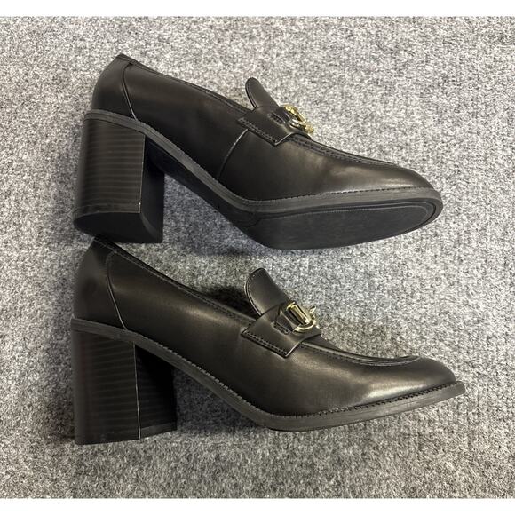 Nine West Women’s Black Slip-On Square Toe Chunky Heel Loafers Size 7.5M - Picture 6 of 6